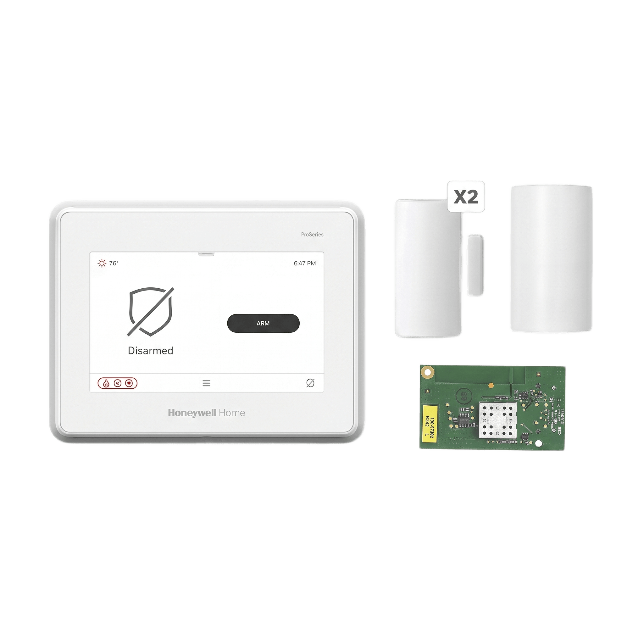 Honeywell Home Resideo proa7fawpm Kit de Panel de Alarma PROA7FA con Pantalla Touch de 7 / Módulo WiFi + Z-Wave / Sensor PIR / 2 Contactos Magnéticos