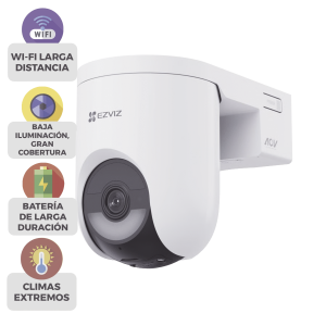 Ezviz cshb8c/4g/w Cámara IP PT Con Batería / Wi-Fi 6 + 4G LTE / 2K+ (4megapixel) / IP65 / Detección IA Persona-Vehiculo / Visión Nocturna Color / Compatible con Panel Solar CSPSP8