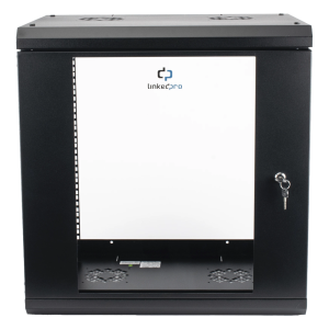 Linkedpro sr1912lh3ga Gabinete de Pared con Puerta de Cristal Templado, 455mm de Profundidad, 12U Rack de 19, Acero Reforzado