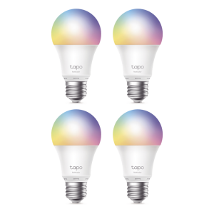Tp-Link tapol530e-4pack KIT 4 Focos Smart Wi-Fi Light Multicolor / A60 E27 / 806 Lúmenes / 8.3 W / Dimmable 1-100% / Control por Voz Alexa-Google / Programación y Temporizador / Modo Ausencia / Monitoreo de Energía / No Requiere Hub