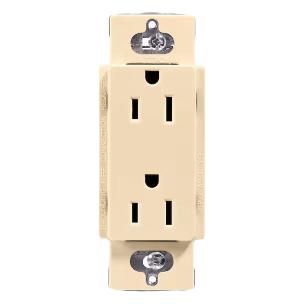 Lutron Electronics car15ivs Receptáculo dúplex Claro 15 A / 125 V color marfil, sin placa, para combinar con atenuadores y apagadores Lutron