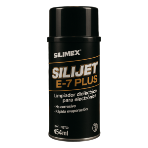 Silimex silijet-e-7-plus Limpiador Dieléctrico Industrial para Equipos Electrónicos, Elimina Grasa, Cochambre, Polvo, Sin Corrosión, Sin Enjuague y Sin Residuos, Envase 454 ml