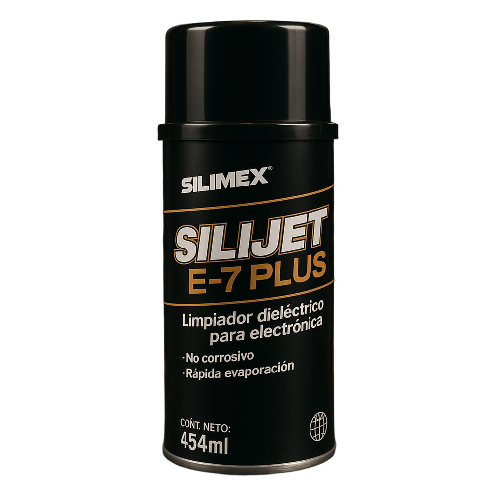 Silimex silijet-e-7-plus Limpiador Dieléctrico Industrial para Equipos Electrónicos, Elimina Grasa, Cochambre, Polvo, Sin Corrosión, Sin Enjuague y Sin Residuos, Envase 454 ml