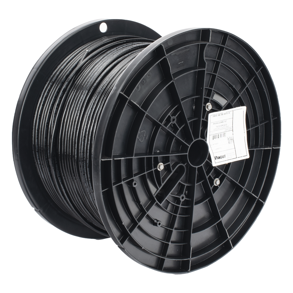 Panduit puo6c2204bl-gz Bobina de Cable UTP de 4 Pares OSP (Planta Externa), Cat6 de Rango Extendido, 22 AWG, Color Negro, 305 Metros (1000 Pies).