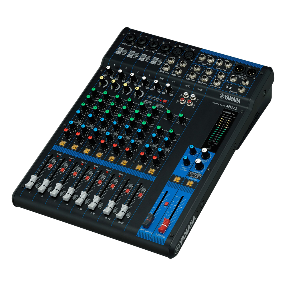 Yamaha mg12 Mezcladora de Audio | 12 Canales | 6 Entradas de Micrófono/línea | 2 Entradas Estéreo | Alimentación Phantom