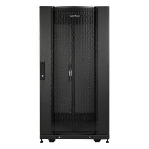Cyberpower cr24u11001 Gabinete Rack 24U / Montaje en Pared o Piso / Carga Estática 1,365 kg / Puerta Perforada Hexagonal / Rieles Ajustables / Negro