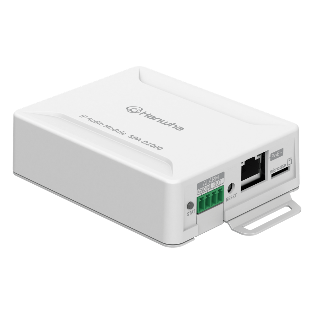 Hanwha Vision spa-d1000 Modulo IP de Audio, 10W soporta memoria Microsd sunapi, ONVIF, SIP