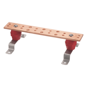 Linkedpro By Epcom lp-bus-tmx122 Barra Unión Telecom TMGB / 12 x 2 x 1/4 in / Cobre 100% / 6+12 Orificios / Montaje Muro Incluido / Aisladores Rojos / J-STD-607-A