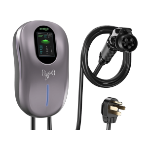 Greenc s02us40a Estación de Carga para Vehículos Eléctricos / 40 A / 9.6 kW / Conector Tipo 1 (SAE J1772) / 110-240 V AC / Pantalla LCD 4.3 in (10.9 cm) / WiFi / APP / RFID / IP65 / Cable TPE 5 m (16.4 ft)