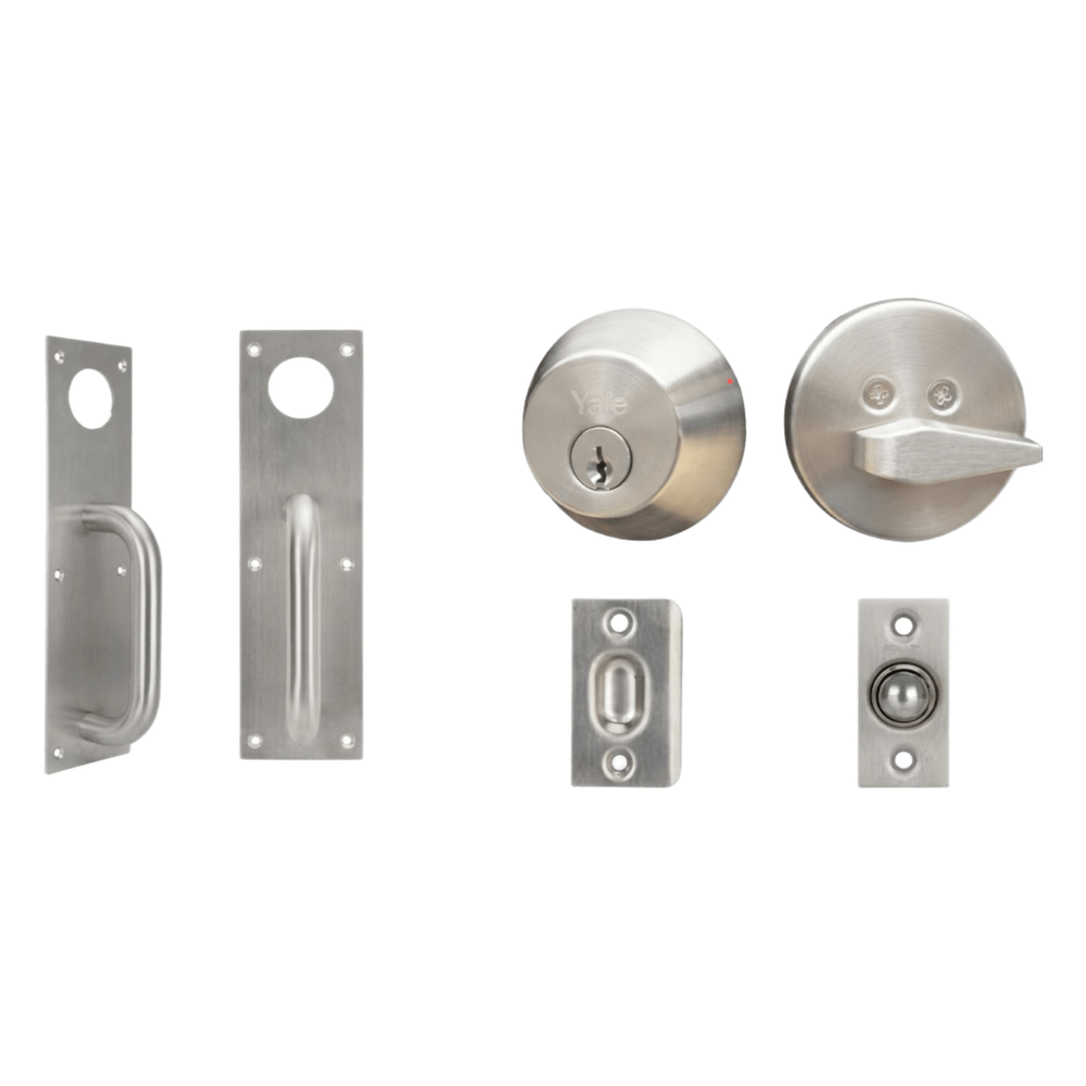 Yale-Assa Abloy mx86940 Kit Jaladera / Cerrojo B500P Llave Mariposa / Resbalón Pestillo de Bola Ajustable / Acero Inoxidable y Cromo