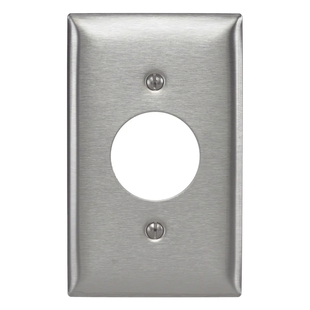 Hubbell hub-ss7 Placa para Receptáculo Sencillo de 15 y 20 A de Entrada Recta y para Receptáculo de 15 A de Media Vuelta/ 1.4 (35.56 mm) / Acero Inoxidable.