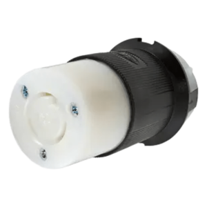 Hubbell hub-hbl-2323 Conector Industrial con Bloqueo de Media Vuelta / 20 A 250 V CA / 2 Polos 3 Hilos / Color Blanco y Negro / Nema L6-20R.