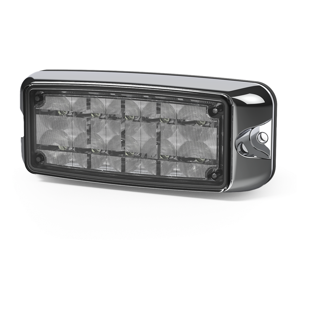 Ecco cd4080aw Luz De Advertencia De 5x2 10 Led, Ámbar/Claro, Bisel Cromado, Lente Transparente