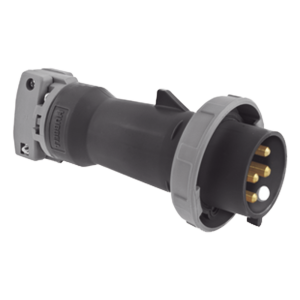 Hubbell hub-hbl-460-p5w Enchufe Macho Pin and Sleeve Trifásico / 60 A 600 VCA 3 Fases / 3 Polos 4 Hilos / Hermético / Grado Industrial / Color Negro.