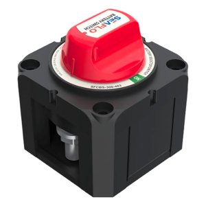 Seaflo sfcbs-300-202 Interruptor Desconexión Batería Monocircuito ON/OFF, 275A DC Continuo, 900A DC Arranque, Terminales Cobre Estañado, IP68, Montaje Superficie/Panel, Cumple ABYC/UL/SAE