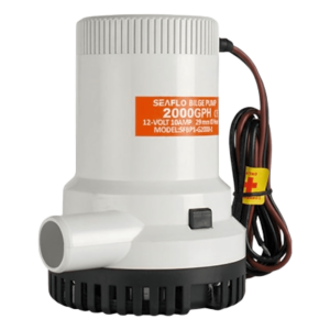 Seaflo sfbp1-g2000-01 Bomba de Achique Sumergible SEAFLO SFBP1-G2000-01 / 2,000 GPH (7,571 LPH) / 12V CD / Eje de Acero Inoxidable / Operación en Seco / Protección Anti-Aire / Sellos Herméticos / Cableado Marino / CE, RoHS, ISO 8849