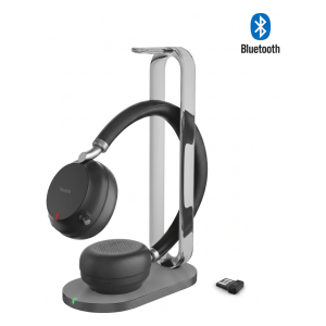 Yealink bh76-plus-with-charging-stand-uc-black-usb-c/a Auriculares supraaurales Yealink BH76 Plus Stereo UC Edition con base de carga/Bluetooth 5.3 con adaptador USB-C y A/Cancelación activa de ruido/Usables sobre la oreja y supraaurales