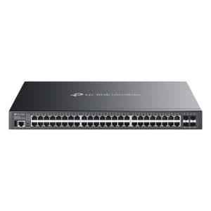 Tp-Link sg5452xmpp Switch Lite L3 Gestionable Apilable / 48 Puertos Gigabit PoE++ / 4 Slots 10G SFP+ / Presupuesto PoE 770W / Fast PoE y Perpetual PoE / Apilamiento Físico de 4 Unidades / L3: RIP, OSPF, VRRP / Gestión Cloud Omada SDN