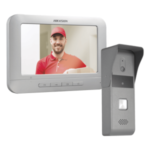 Hikvision ds-kis203-t/k Kit de Videoportero Analógico con Pantalla LCD a Color de 7 / Frente de Calle para Exterior IP65 / Salida de Relevador