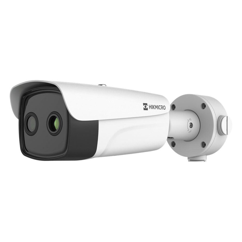 Hikvision hm-td2638-25/g0/t1y (HIKMICRO) Bala IP Bi-Espectral / Térmica 25 mm (384 X 288 ) / Óptico 12.4 mm (4 Megapixel) / 100 mts IR / IP67 / PoE / VCA 3.0 / NEMA 4X / Termométrica / Detección de Temperatura y Fuego / Micro SD