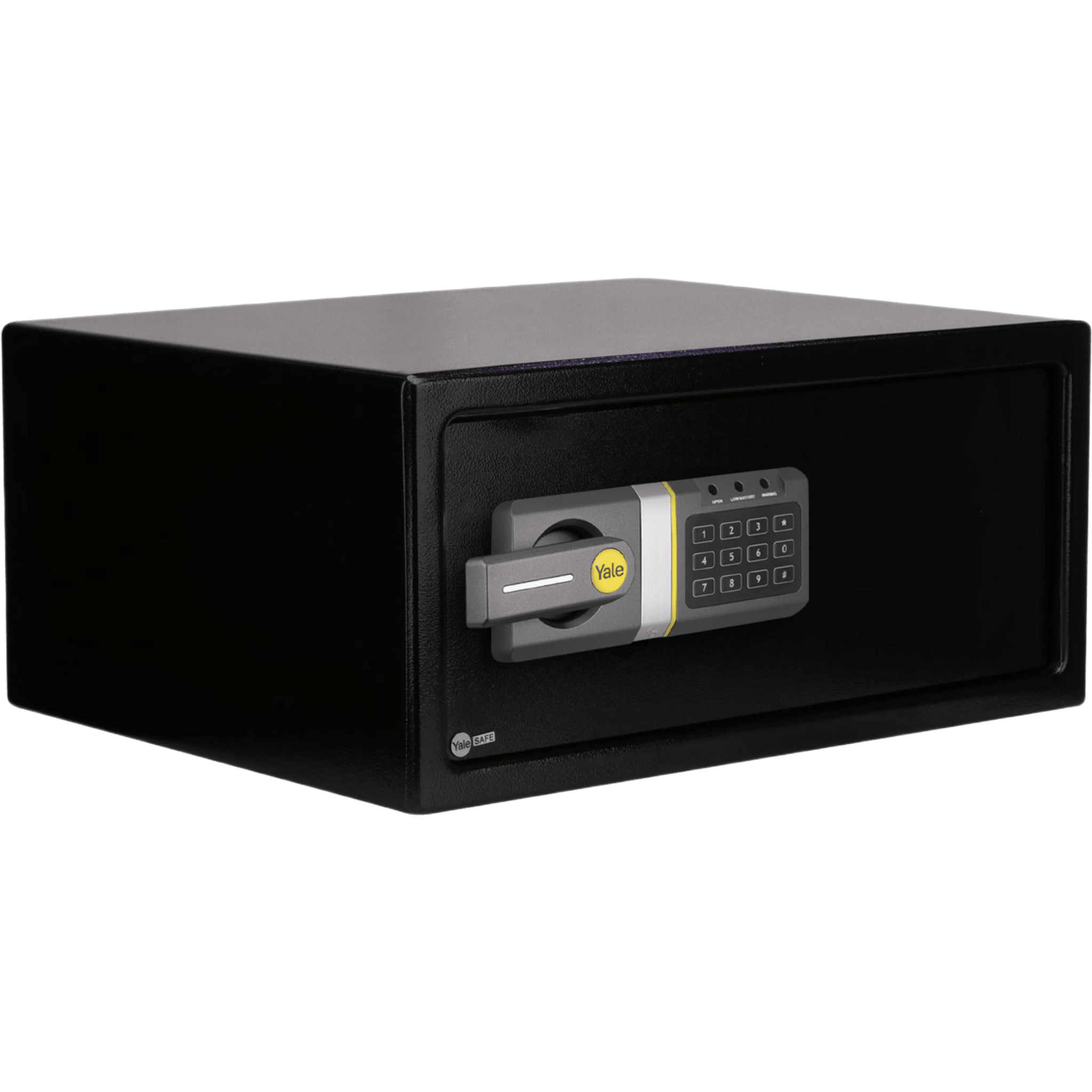 Yale-Assa Abloy mx86977 Caja Fuerte Electrónica Residencial / Apertura por Código 3-8 Dígitos / Llave de Emergencia / Puerta Acero Reforzado / Bloqueo 5 Minutos / Alimentación 4 Pilas AA / Indicadores LED