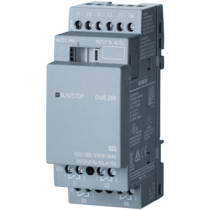 Siemens 6ed1055-1hb00-0ba2 Módulo de Expansión LOGO! DM8 / 24V DC/AC / 4 Entradas Digitales AC/DC / 4 Salidas de Relé 5A / IP20 / Certificaciones Internacionales