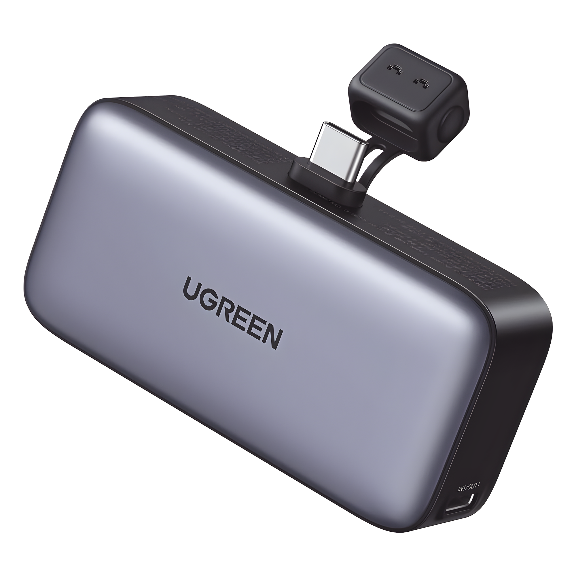 Ugreen 35338b Power Bank 5000mAh | Conector USB-C Incorporado | 22.5W | Carga Rápida | Soporte Integrado | Pantalla Led | Compacto y Portatil | Compatible con iPhone 16 15 iPad Pro Galaxy Pixel..