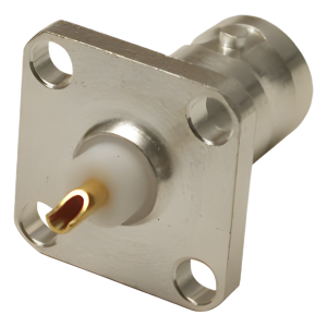 Rf Industries,Ltd rfb-1115-s Conector BNC Hembra para Chasis, 4 Perforaciones con 12.7 mm, Plata/ Oro/ Teflón.