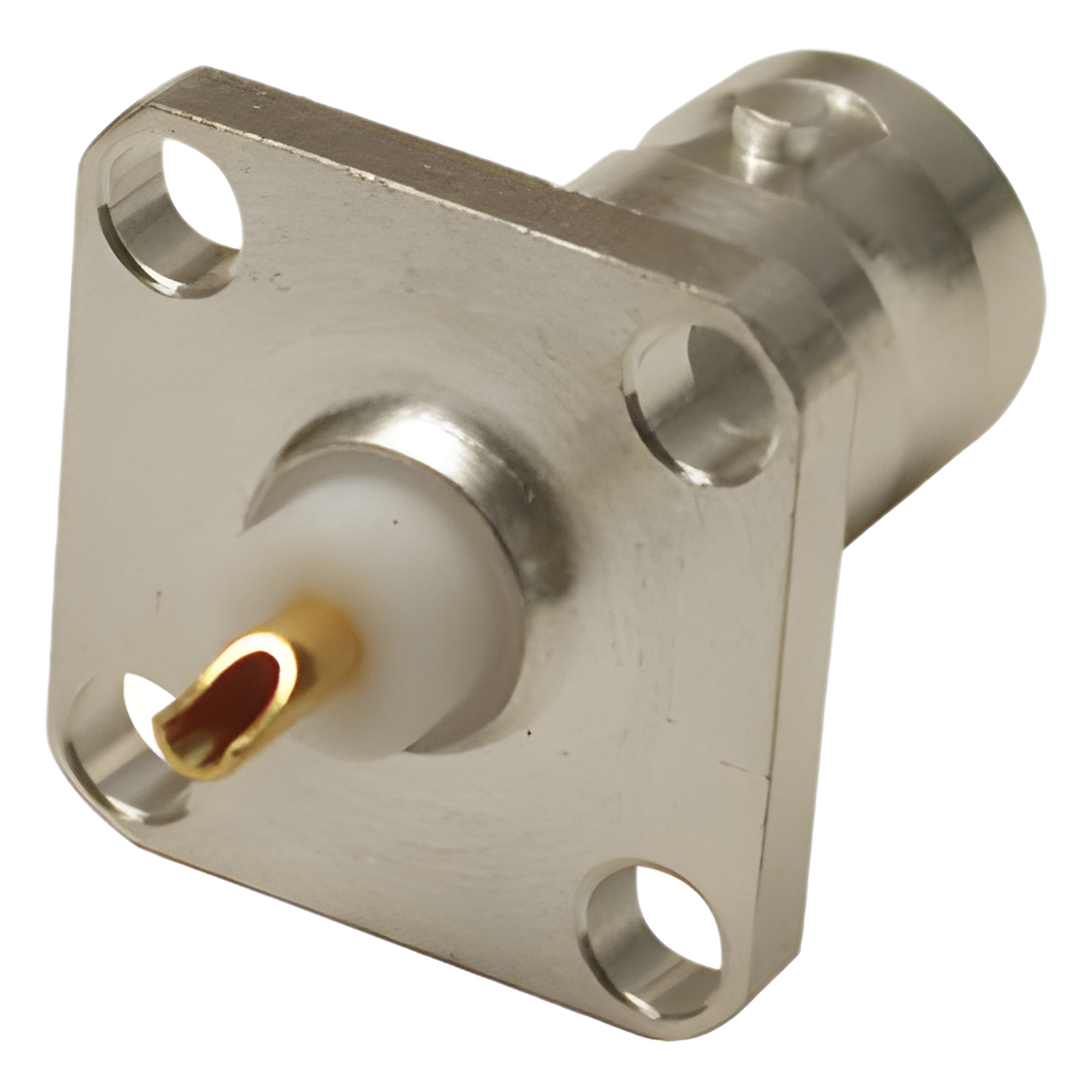 Rf Industries,Ltd rfb-1115-s Conector BNC Hembra para Chasis, 4 Perforaciones con 12.7 mm, Plata/ Oro/ Teflón.