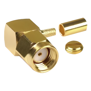 Rf Industries,Ltd rp-3010-1b Conector SMA Macho Inverso en Ángulo Recto, Anillo Plegable/ RG-174/U, BELDEN 8216, Oro/ Oro/ Teflón.