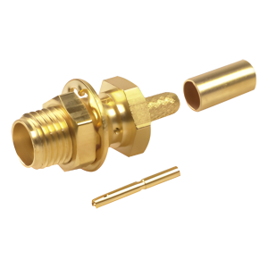 Rf Industries,Ltd rsa-3252-1b Conector SMA Hembra para Chasis en D Plano, Anillo Plegable para cable RG-174/U, Oro/ Oro/ Teflón.