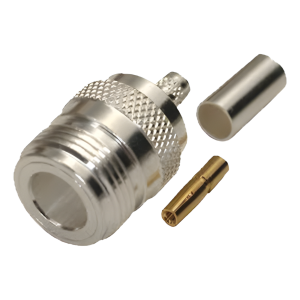 Rf Industries,Ltd rfn-1029-sx Conector N Hembra, de Anillo Plegable para Cables LMR-240, RG-8/X, 9258, Niquel/Oro/Teflón.