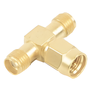Rf Industries,Ltd rsa-3400-1 Adaptador en T, de Conector SMA Macho a Doble SMA Hembras, Oro/ Oro/ Teflón.