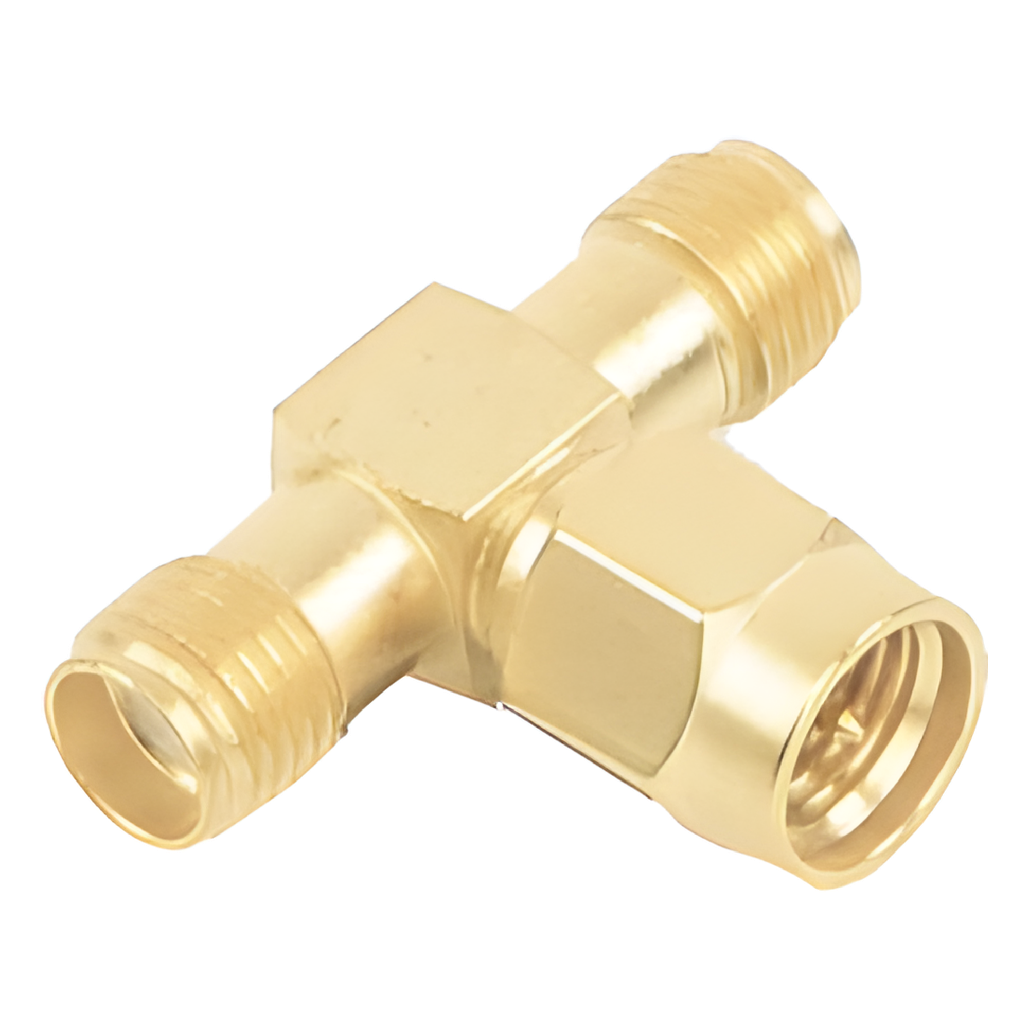 Rf Industries,Ltd rsa-3400-1 Adaptador en T, de Conector SMA Macho a Doble SMA Hembras, Oro/ Oro/ Teflón.