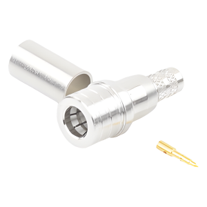 Rf Industries,Ltd rqa-5000-x Conector QMA (Quick Mate) Macho, Anillo Plegable para RG-8/X, LMR-240, Bronce Blanco/Oro/Teflón.