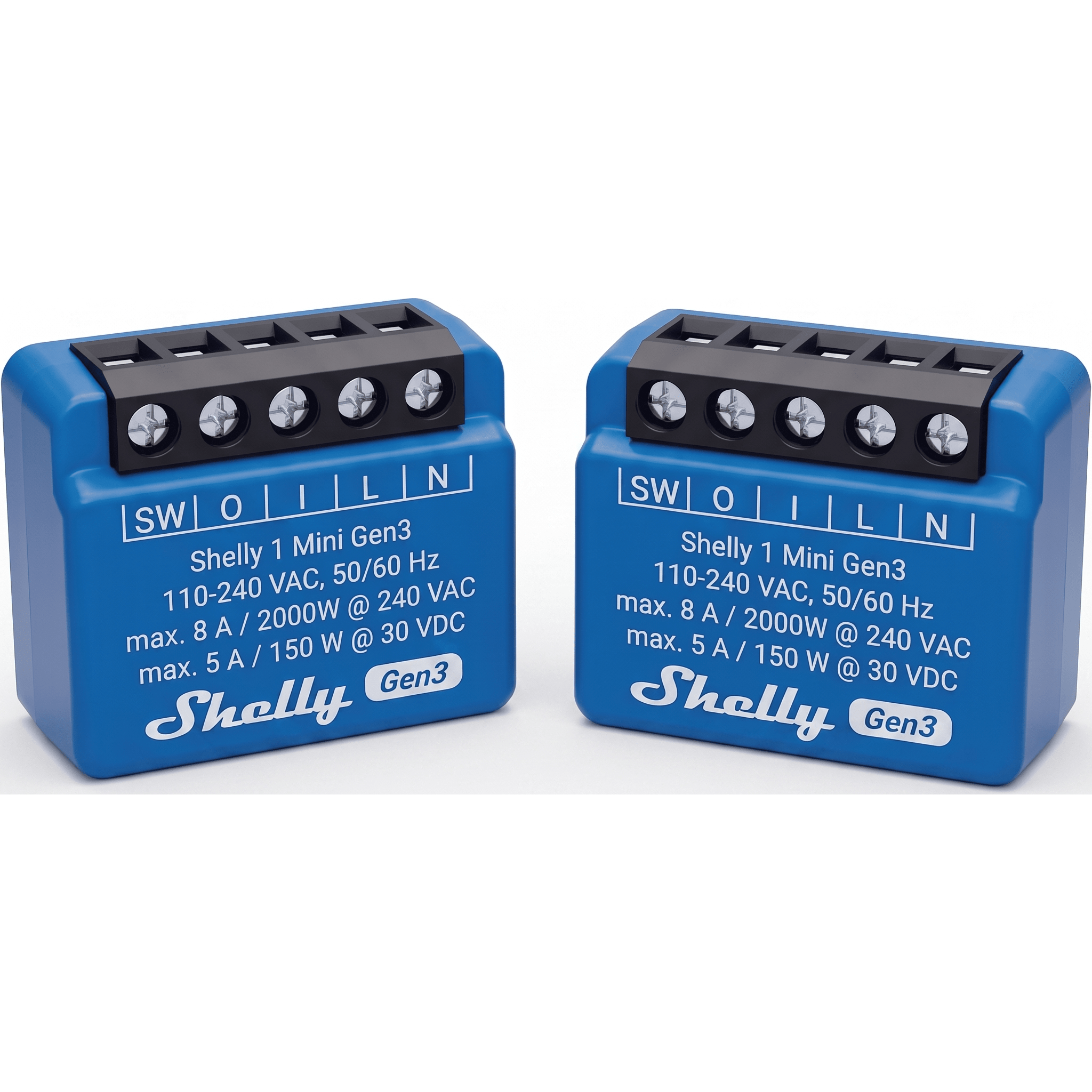 Shelly shelly1minigen3x2 Mini Relevador inalámbrico inteligente, 1 salida de contacto seco, compatible con asistentes de voz Alexa y GoogleHome