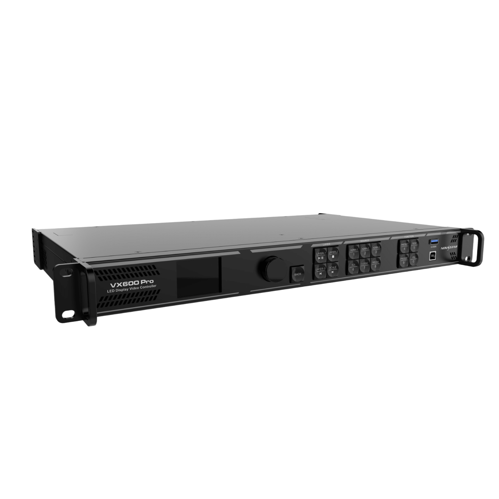 Novastar vx600pro Controlador All-in-One VX600 Pro / 3.9 Millones de Píxeles / 6 Puertos Ethernet Gigabit / 4K×2K@60Hz / 6 Capas SuperView III / Fibra Óptica 10G / USB 3.0 Playback / 256 Presets
