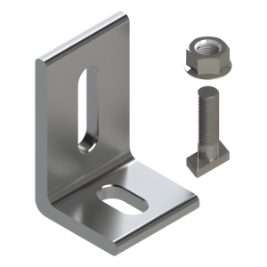 Basel n00002 Herraje en L / L Foot / Fijación al Suelo / Aluminio Serie 6000 / Acero Inoxidable / Compatible con N Rail 4.72 / Techos Planos e Inclinados