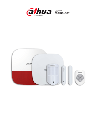 DAHUA PAQUETE RESIDENCIAL - Paquete de intrusión, Incluye: KIT ART-ARC3000H-03-W2 + sirena para exterior inalámbrica (roja), App DMSS, Frecuencia 433 MHz, Tecnología: AirShield #ASEPG