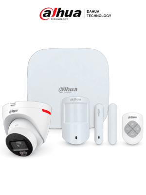 DAHUA PAQUETE HOME SECURITY - Paquete de intrusión diseñado para videoverificación, Incluye: KIT de intrusión inalámbrico + Cámara WizColor de 2 MP, App DMSS, Frecuencia 433 MHz, Tecnología: AirShield #ASEPG