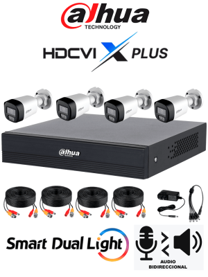 DAHUA DH-KIT/XVR1B04-I/T/4-HAC-HFW1200RLN-IL-T - Kit 4 Canales 2 MP con Audio y DVR Cooper-I WizSense. Incluye 4 cámaras Iluminador dual 2 MP con micrófono integrado. 4 canales más 1 IP y 4 SMD Plus. Incluye accesorios/ #NPAHDCVI
