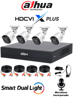 DAHUA DH-KIT/XVR1B08-I/T/8-B1A21N-U-IL-A-0280B- Kit de 8 Canales 2 Megapixeles DVR Cooper-I WizSense Con IA H.265+ 8 Camaras B1A21N-U-IL-A-0280B 1080p 8 Canales + 2 IP o Hasta 10 Canales IP 4 Canales SMD Plus