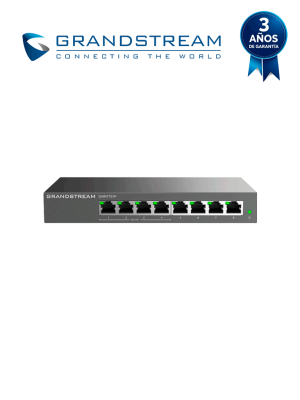 GRANDSTREAM GWN7701P - Switch PoE no administrable/ 8 puertos Gigabit (4 PoE 802.3af/at)/ Presupuesto PoE 60W, hasta 30W por puerto/ Capacidad 16 Gbps/ Plug & Play sin configuración/ Sin ventilador/ Ideal telefonía IP, videovigilancia y APs