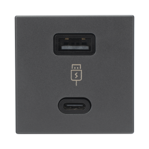 Simon sm-2usb-n Módulo Doble USB Tipo A+C / Carga Rápida 30W / Color Negro / Compatible con Torres y Cajas Simon / Modelo: (K126F/14)