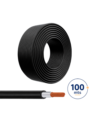 Cable Fotovoltaico carrete 100 metros lineales color Negro 6.8 mm / 100% Cobre / Calibre 10AWG / UL 4703/ Cubierta libre de halógenos cero propagación de llama / 2000 VDC