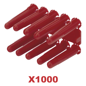 Taquete de 1/4  plástico paquete de 1000 piezas para fijar objetos con tornillo en muros y techos de concreto o superficies sólidas, compatible con tornillo TH10X de 10 x 1 1/2  (1103-14000)