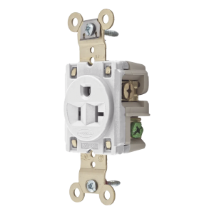 Hubbell hub-hbl-5361-w Contacto Sencillo / 20 A 125 V / 2 Polos 3 Hilos / Nema 5-20R / Color Blanco / Grado Industrial.