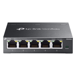 Tp-Link es205g Switch Gestionado Omada SDN / 5 Puertos Gigabit RJ45 / 10 Gbps Capacidad Switching / 7.4 Mpps Forwarding Rate / Gestión Cloud Centralizada / VLAN 802.1Q / QoS 8 Colas Prioridad / Metal Fanless
