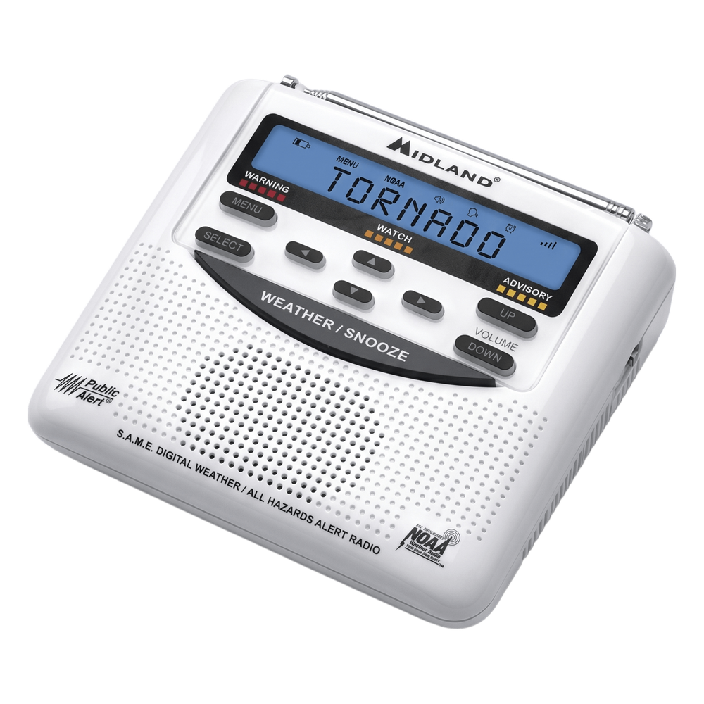 Midland wr-120dsp Radio de Alerta Meteorológica / 7 Canales NOAA / Tecnología S.A.M.E. / Sirena 90 dB / Respaldo por Baterías AA / Certificación Public Alert
