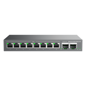 Grandstream gwn7721 Switch L2 Lite Administrable de 10 Puertos / 8 Puertos Ethernet 2.5 Gigabits / 2 Puertos SFP+ 10 Gigabits / VLAN / QoS / Montaje en Escritorio o Pared / Compatible con GDMS